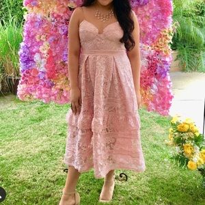 Day time tea midi dress pink